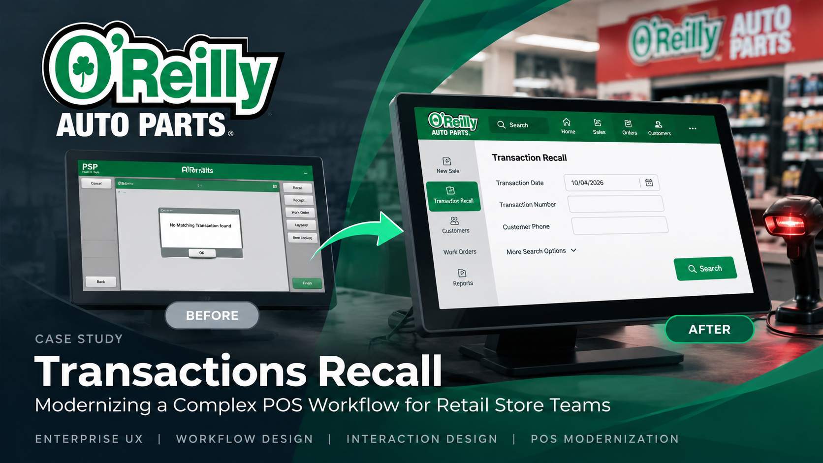 O'Reilly Auto Parts Transactions Recall POS redesign
